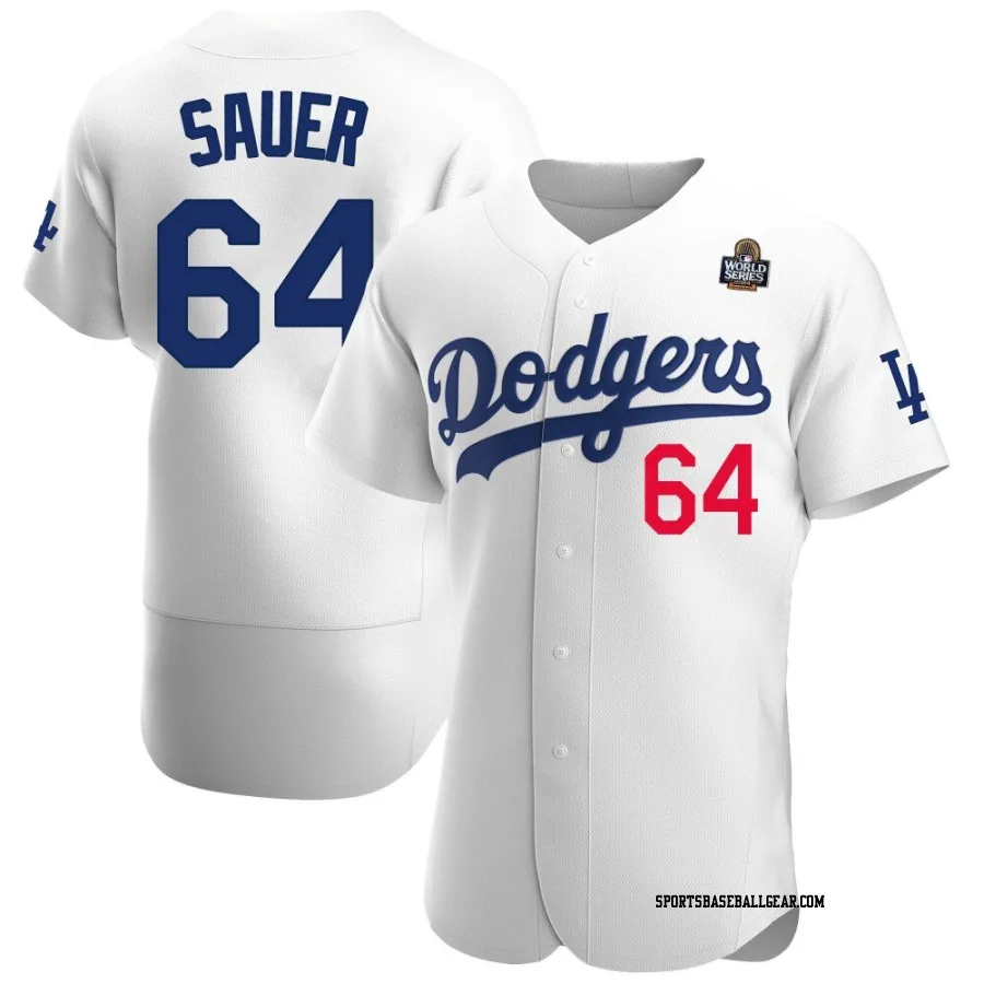 Matt Sauer Men's Los Angeles Dodgers White Authentic Home Official 2024 World Series Jersey