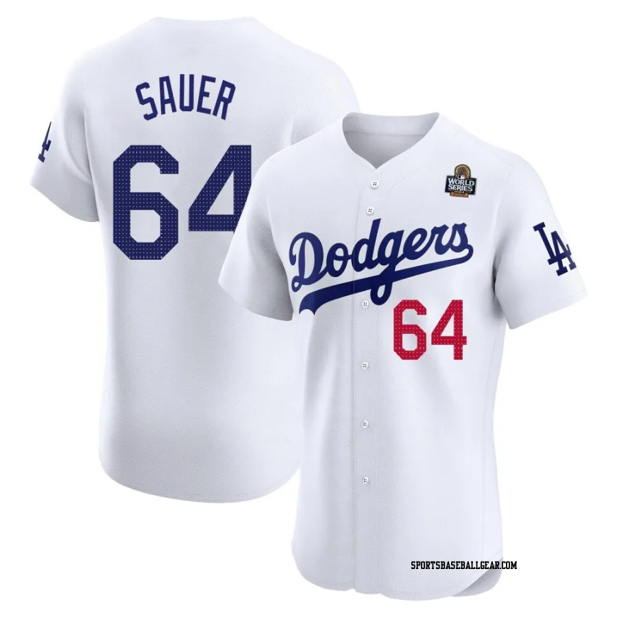 Matt Sauer Men's Los Angeles Dodgers White Elite Home 2024 World Series Jersey