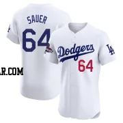 Matt Sauer Men's Los Angeles Dodgers White Elite Home World Series Champions Jersey