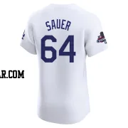 Matt Sauer Men's Los Angeles Dodgers White Elite Home World Series Champions Jersey