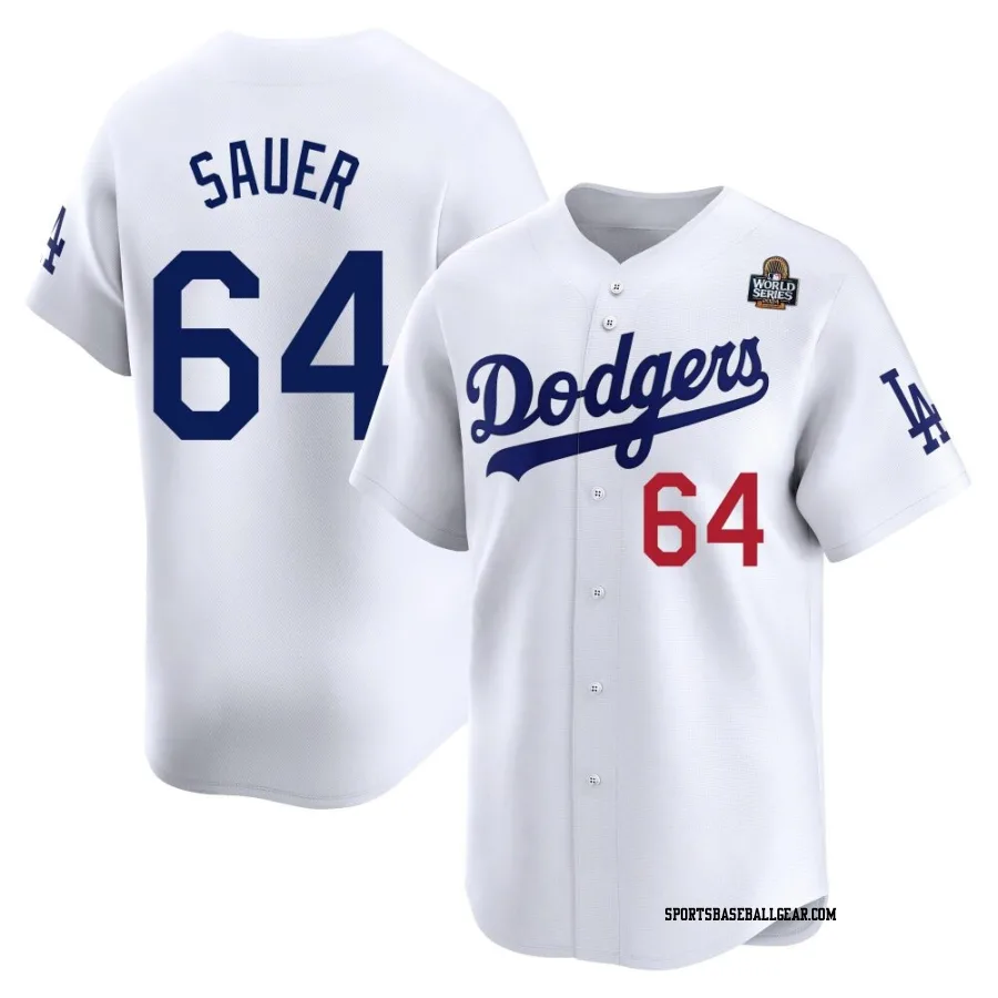 Matt Sauer Men's Los Angeles Dodgers White Limited Home 2024 World Series Jersey