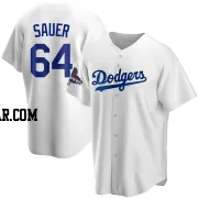 Matt Sauer Men's Los Angeles Dodgers White Replica Home 2024 World Series Champions Jersey