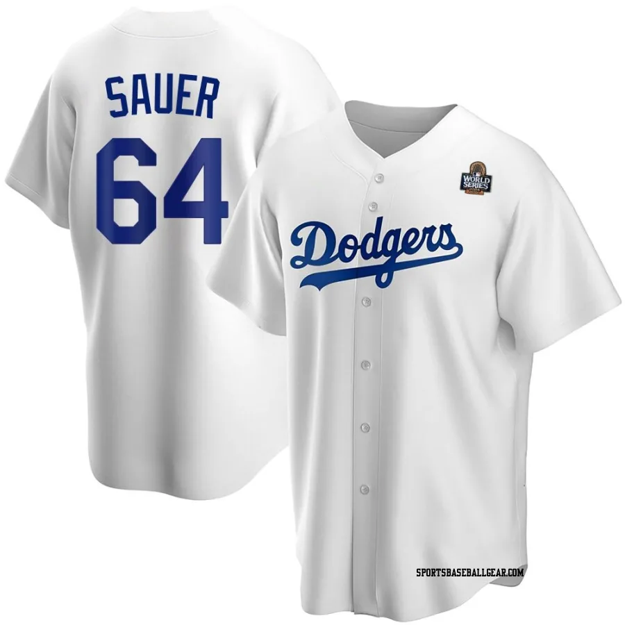 Matt Sauer Men's Los Angeles Dodgers White Replica Home 2024 World Series Jersey