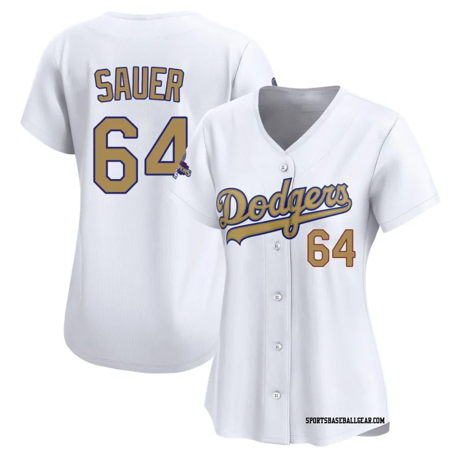Matt Sauer Women's Los Angeles Dodgers Gold Limited White 2025 Collection Jersey