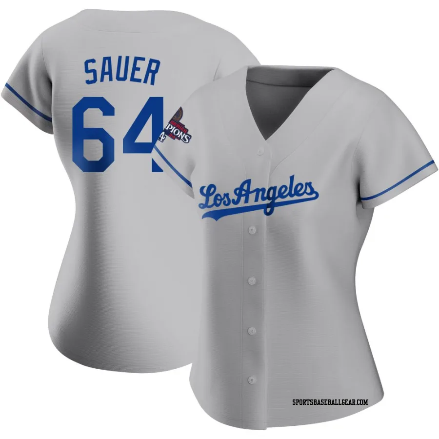 Matt Sauer Women's Los Angeles Dodgers Gray Authentic Road 2024 World Series Champions Jersey