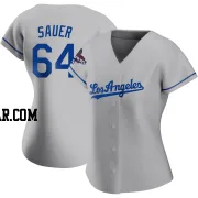 Matt Sauer Women's Los Angeles Dodgers Gray Replica Road 2024 World Series Champions Jersey