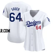 Matt Sauer Women's Los Angeles Dodgers White Limited Home 2024 World Series Champions Jersey