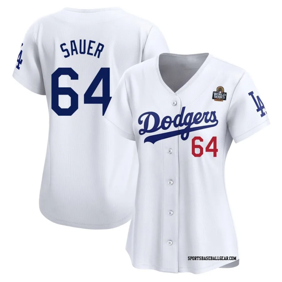 Matt Sauer Women's Los Angeles Dodgers White Limited Home 2024 World Series Jersey
