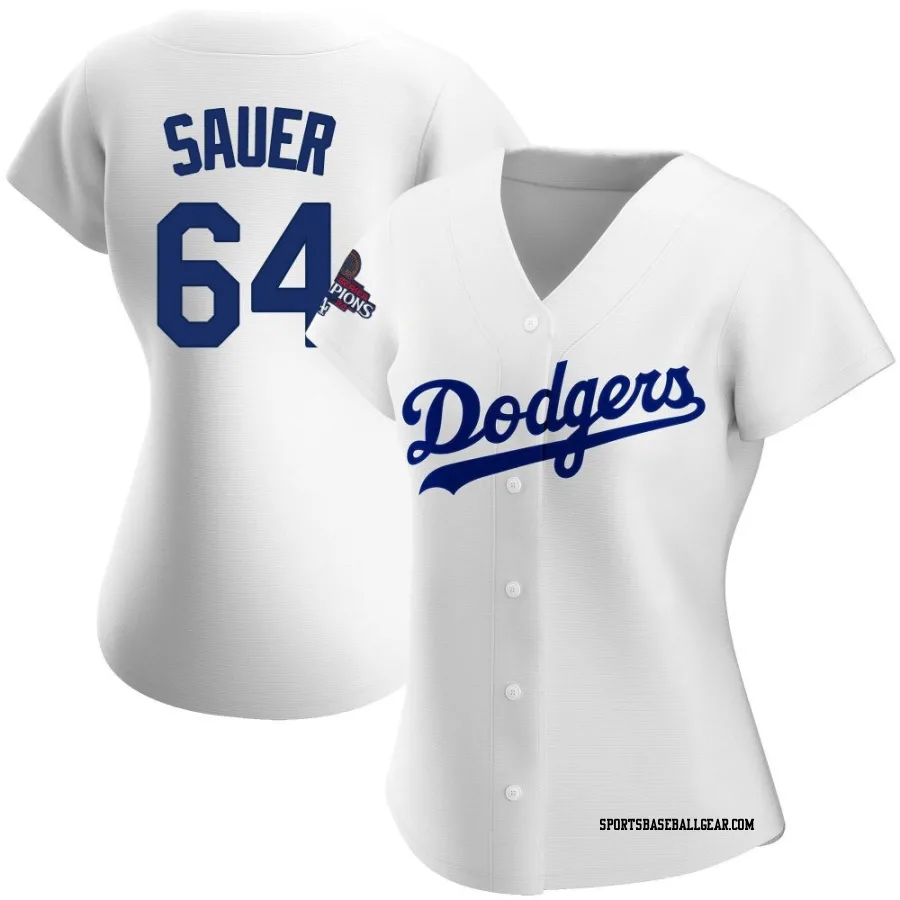 Matt Sauer Women's Los Angeles Dodgers White Replica Home 2024 World Series Champions Jersey