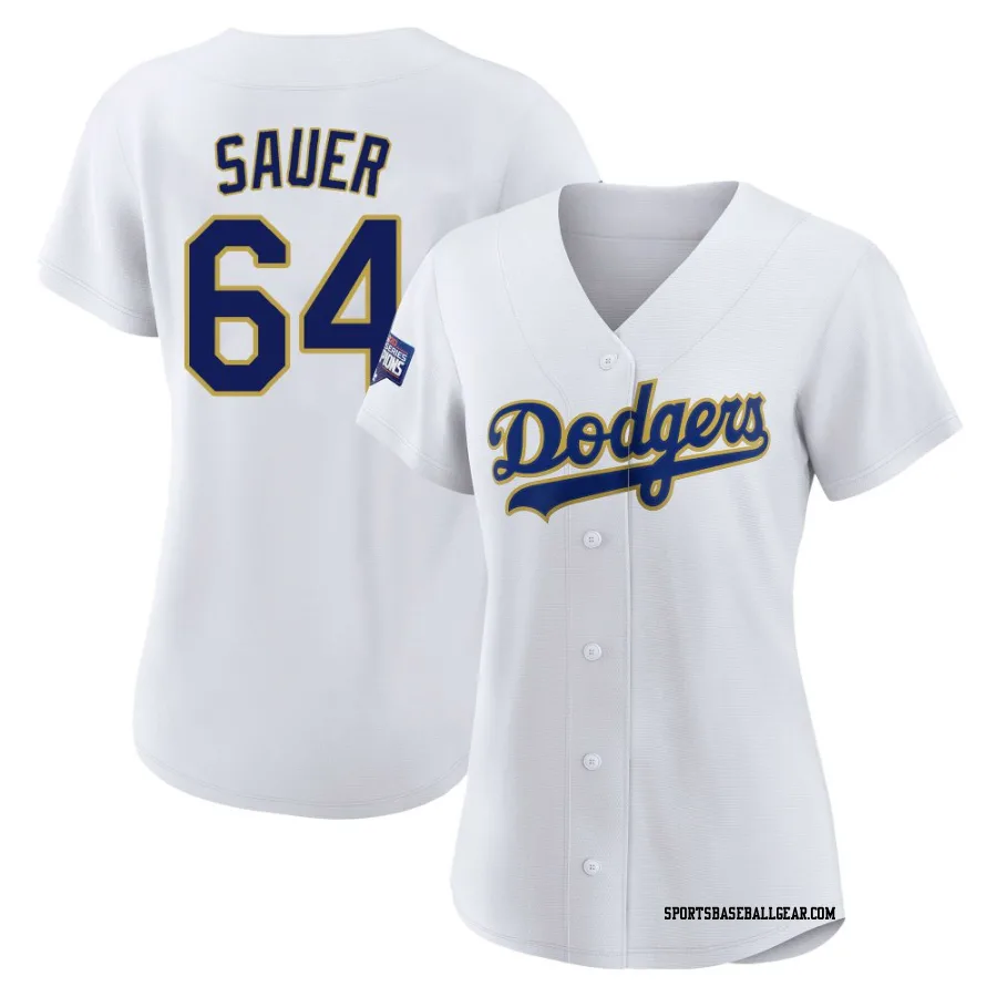 Matt Sauer Women's Los Angeles Dodgers White/Gold Authentic 2021 Gold Program Player Jersey