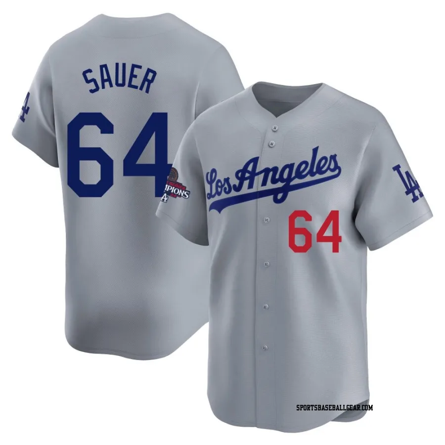 Matt Sauer Youth Los Angeles Dodgers Gray Limited Away World Series Champions Jersey
