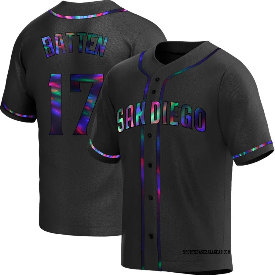 Matthew Batten Youth San Diego Padres Black Holographic Replica Alternate Jersey