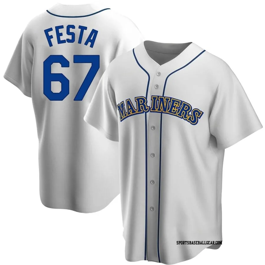 Matthew Festa Men's Seattle Mariners White Replica Home Cooperstown Collection Jersey