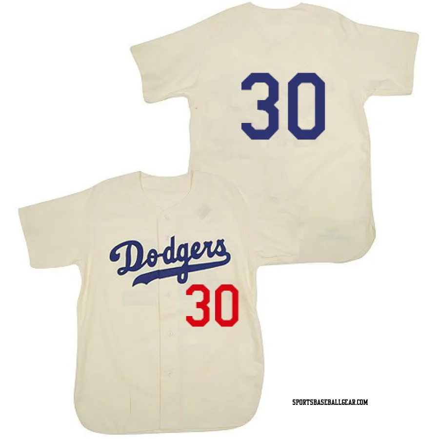 Maury Wills Men's Los Angeles Dodgers Cream Replica 1955 Throwback Jersey