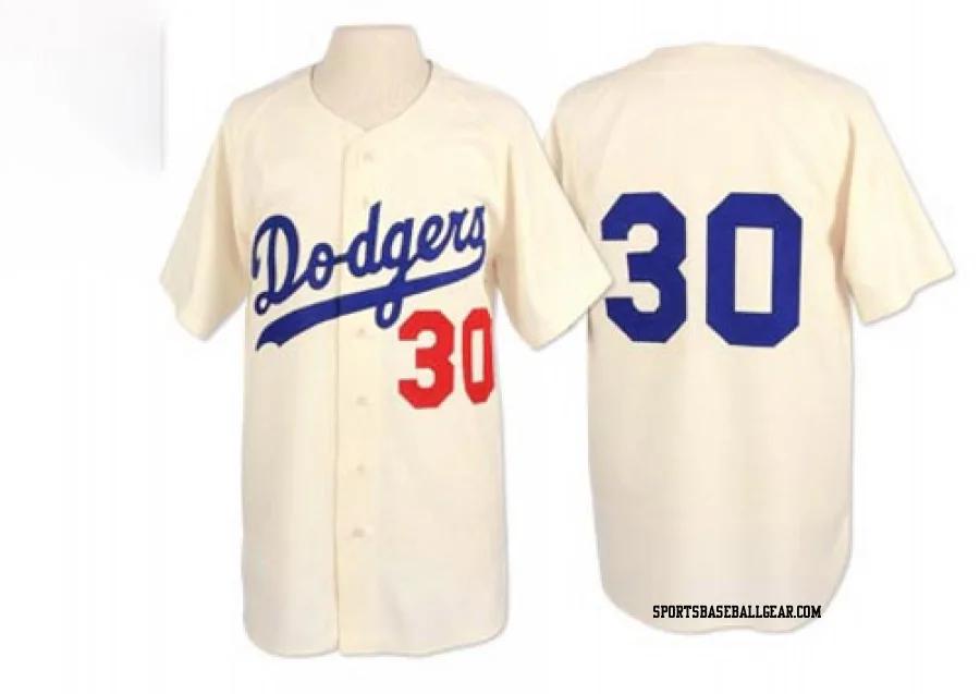 Maury Wills Men's Los Angeles Dodgers Cream Replica 1962 Throwback Jersey
