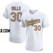 Maury Wills Men's Los Angeles Dodgers Gold Elite White 2025 Collection Jersey