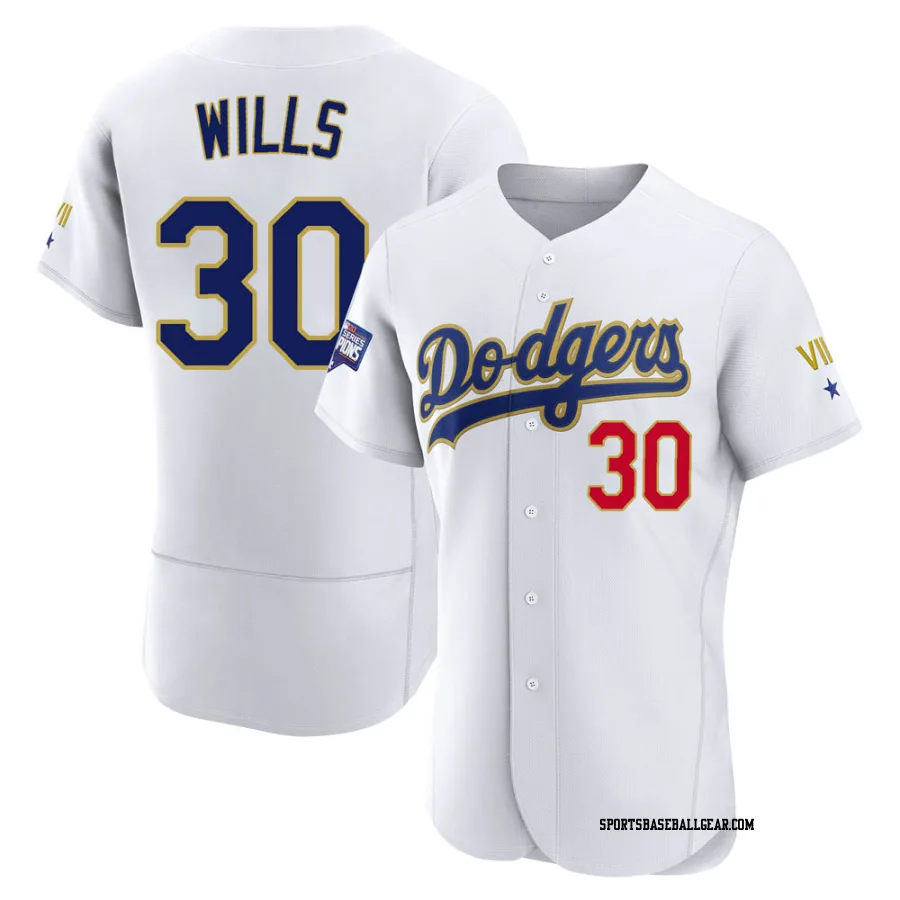 Maury Wills Men's Los Angeles Dodgers White/Gold Authentic 2021 Gold Program Player Jersey