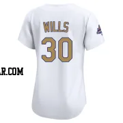 Maury Wills Women's Los Angeles Dodgers Gold Limited White 2025 Collection Jersey