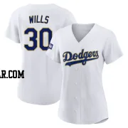 Maury Wills Women's Los Angeles Dodgers White/Gold Replica 2021 Gold Program Player Jersey
