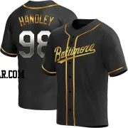 Maverick Handley Men's Baltimore Orioles Black Golden Replica Alternate Jersey