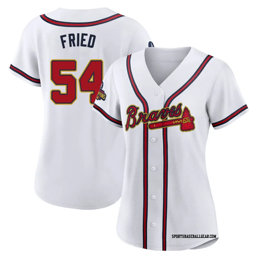Max Fried Women's Atlanta Braves Gold Replica White 2022 Program Jersey