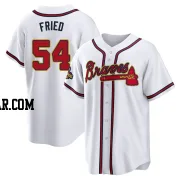 Max Fried Youth Atlanta Braves Gold Replica White 2022 Program Jersey