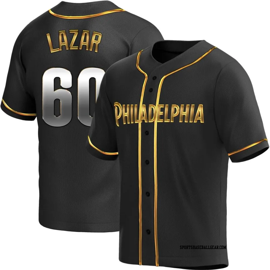 Max Lazar Men's Philadelphia Phillies Black Golden Replica Alternate Jersey