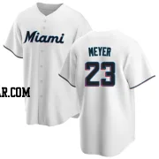 Max Meyer Men's Miami Marlins White Replica Home Jersey