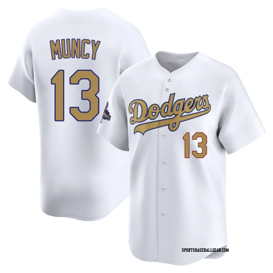 Max Muncy Youth Los Angeles Dodgers Gold Limited White 2025 Collection Jersey