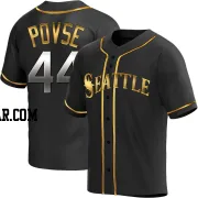 Max Povse Men's Seattle Mariners Black Golden Replica Alternate Jersey