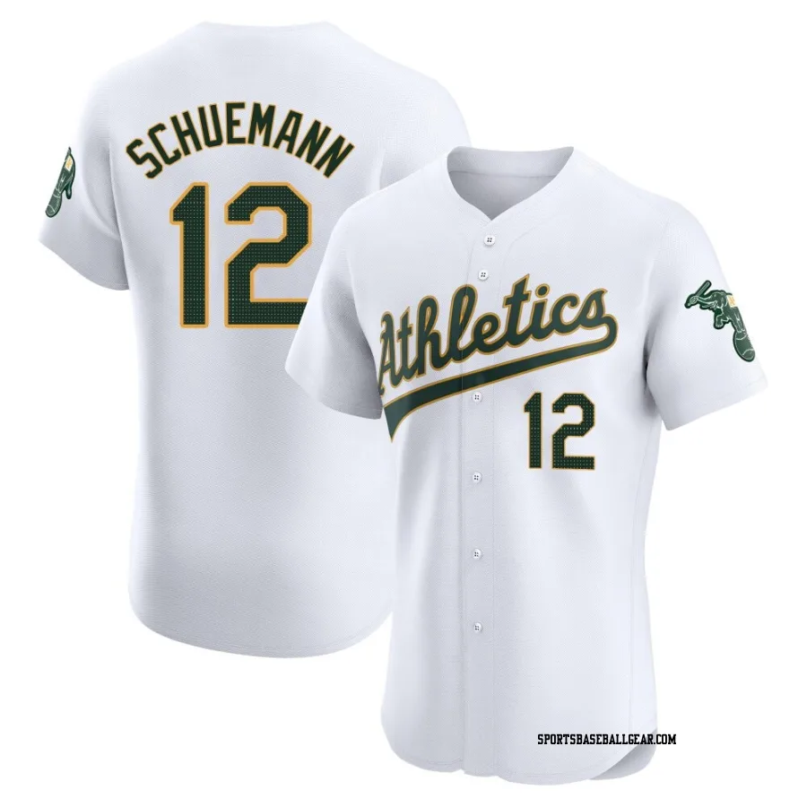 Max Schuemann Men's Oakland Athletics White Elite Home Jersey
