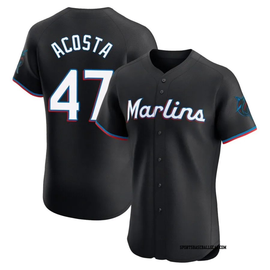 Maximo Acosta Men's Miami Marlins Black Elite Alternate Vapor Premier Jersey