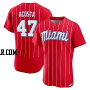 Maximo Acosta Men's Miami Marlins Red Authentic 2021 City Connect Jersey