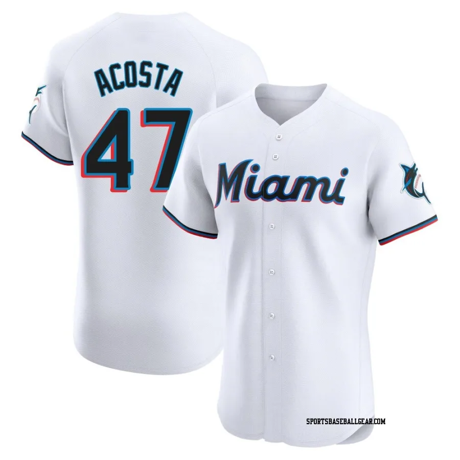 Maximo Acosta Men's Miami Marlins White Elite Home Jersey