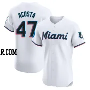 Maximo Acosta Men's Miami Marlins White Elite Home Patch Jersey