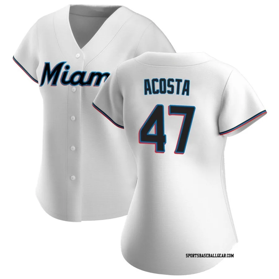 Maximo Acosta Women's Miami Marlins White Replica Home Jersey