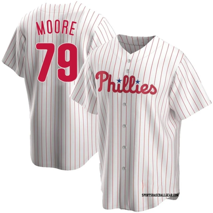 McKinley Moore Men's Philadelphia Phillies White Replica Home Jersey