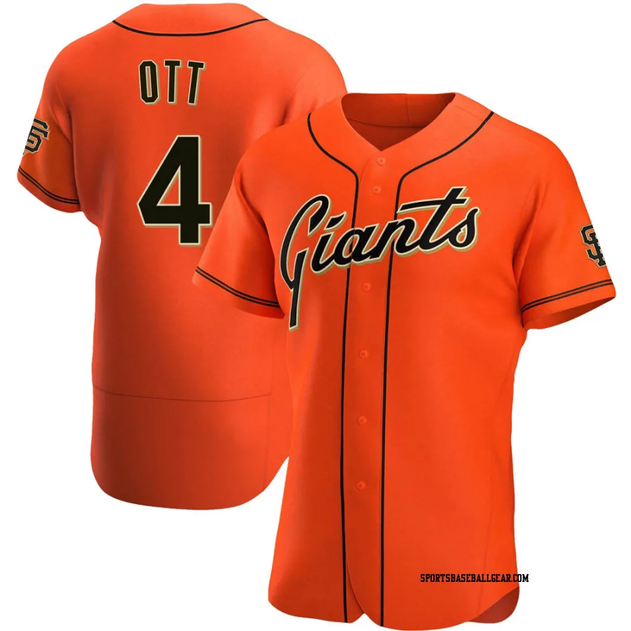 Mel Ott Men's San Francisco Giants Orange Authentic Alternate Jersey
