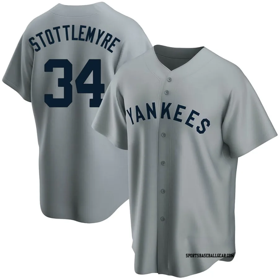 Mel Stottlemyre Men's New York Yankees Gray Replica Road Cooperstown Collection Jersey