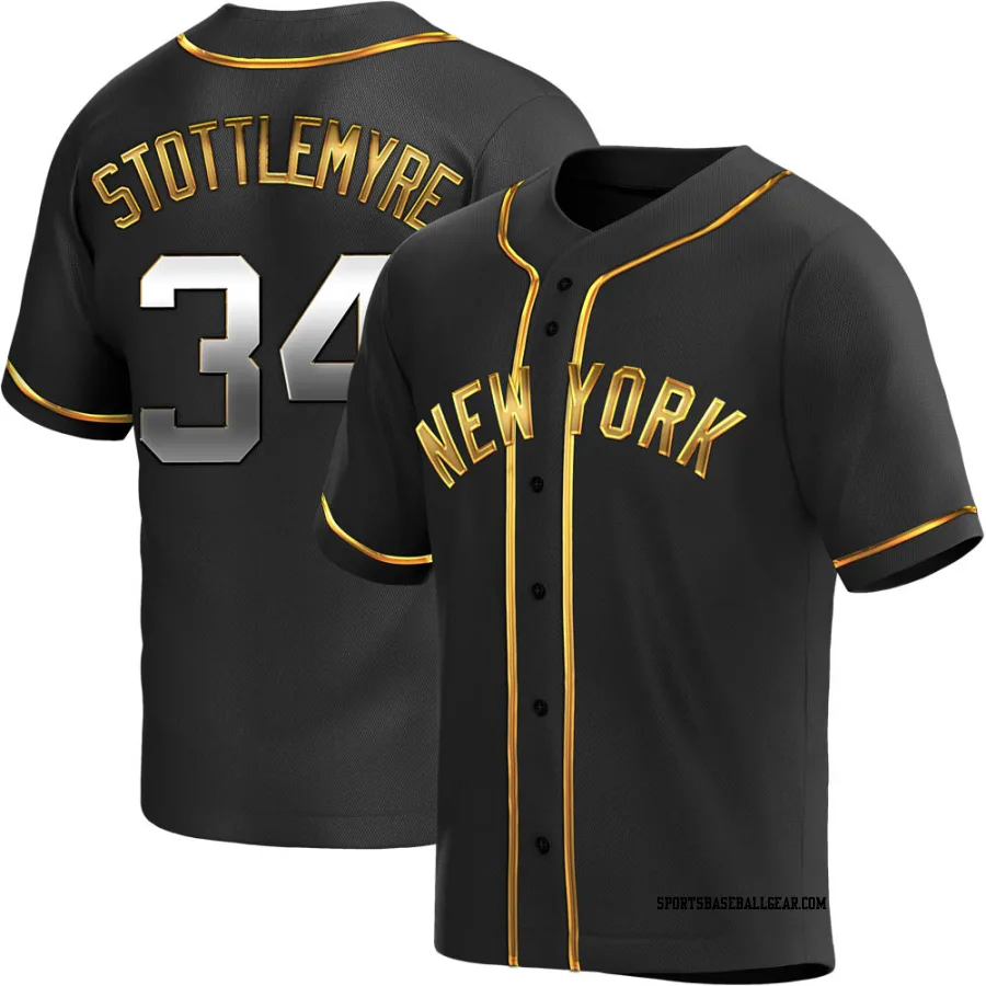 Mel Stottlemyre Youth New York Yankees Black Golden Replica Alternate Jersey