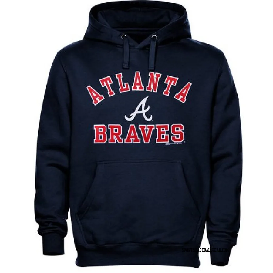 Men's Atlanta Braves Navy Blue Stitches Fastball Fleece Pullover Hoodie -