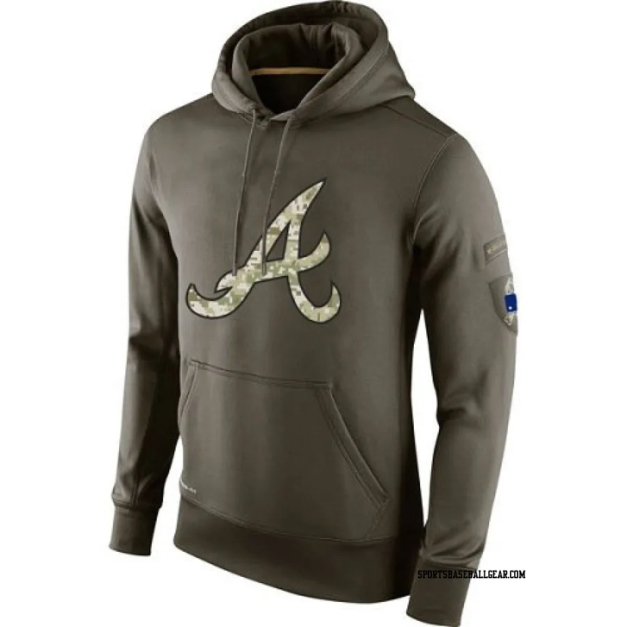 Men's Atlanta Braves Olive Salute to Service KO Performance Hoodie