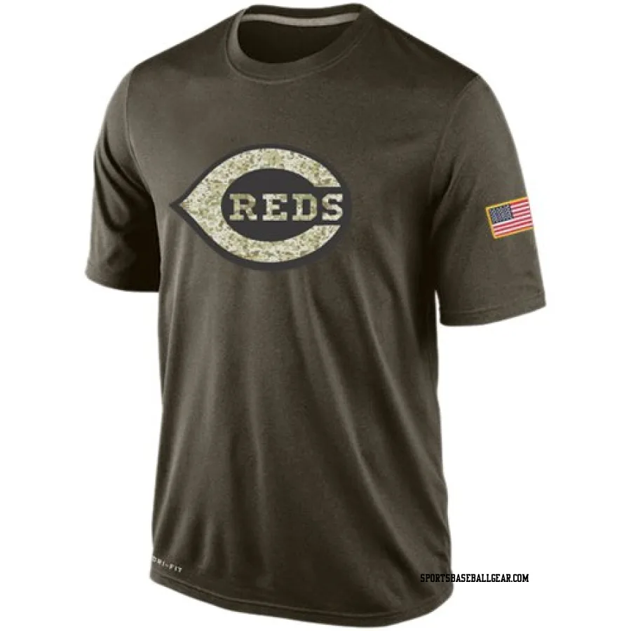Men's Cincinnati Reds Olive Dri-Fit Salute To Service KO Performance T-Shirt