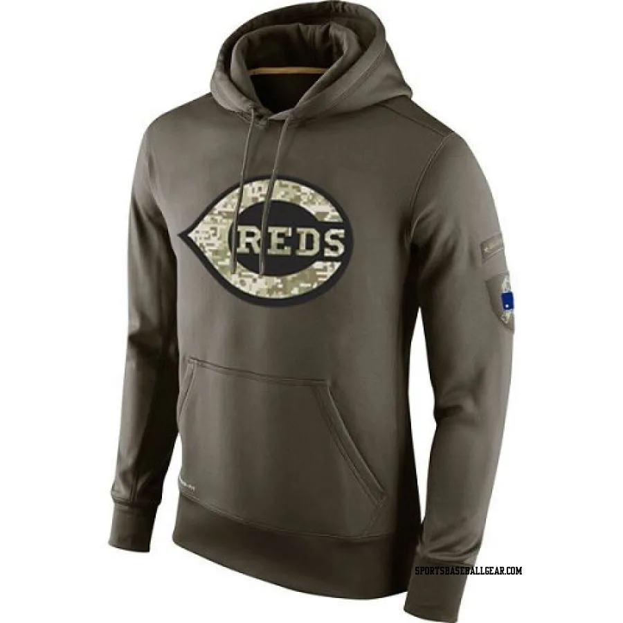 Men's Cincinnati Reds Olive Salute to Service KO Performance Hoodie