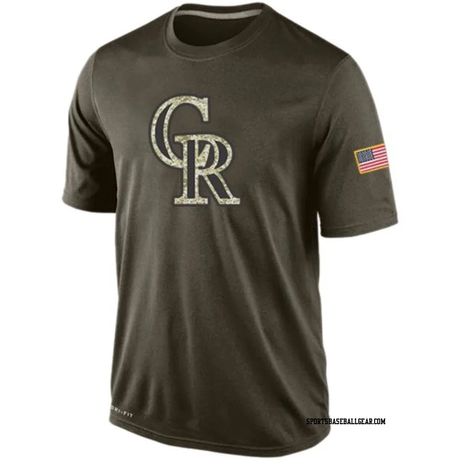 Men's Colorado Rockies Olive Dri-Fit Salute To Service KO Performance T-Shirt