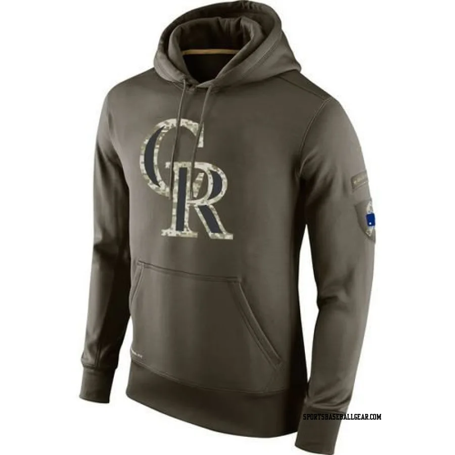 Men's Colorado Rockies Olive Salute to Service KO Performance Hoodie