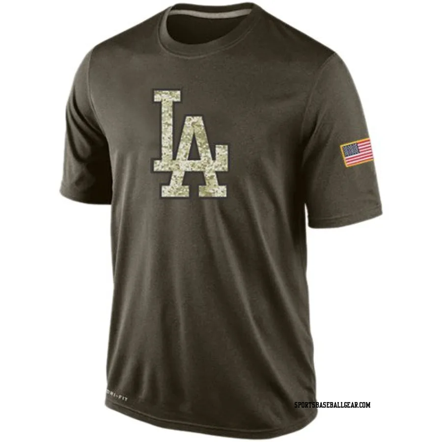 Men's Los Angeles Dodgers Olive Dri-Fit Salute To Service KO Performance T-Shirt