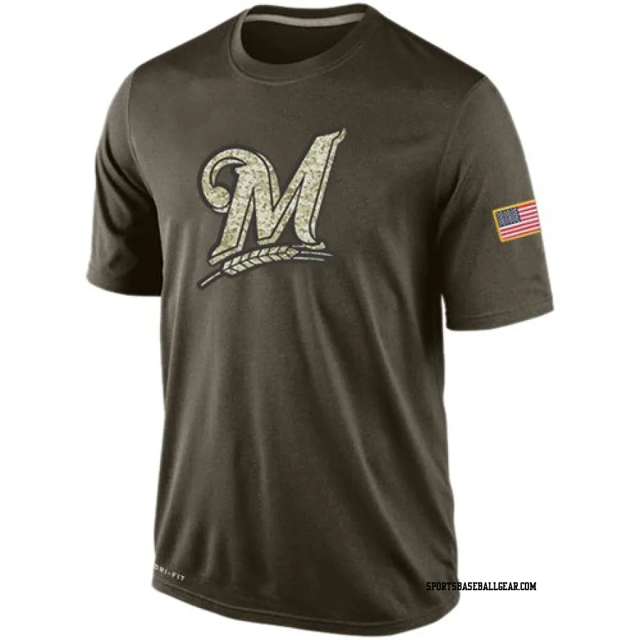 Men's Milwaukee Brewers Olive Dri-Fit Salute To Service KO Performance T-Shirt