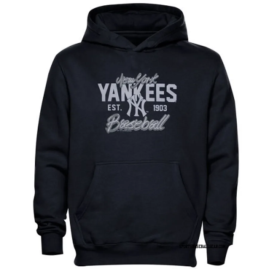 Men's New York Yankees Navy Blue Script Baseball Pullover Hoodie -