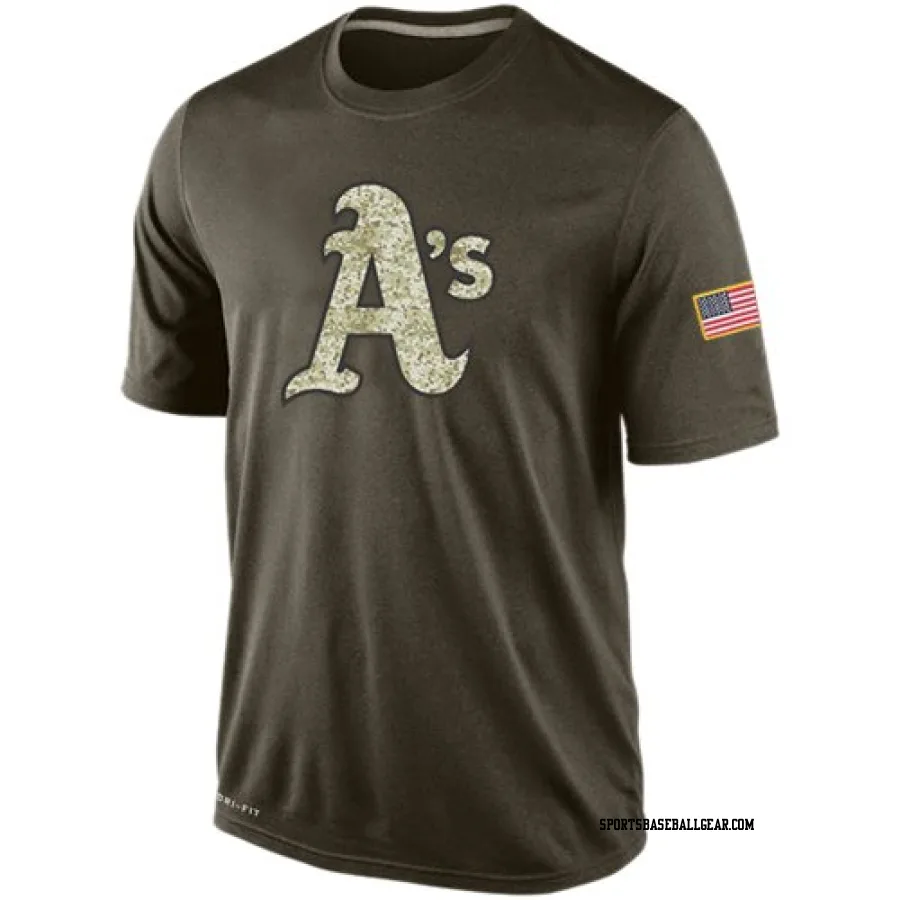 Men's Oakland Athletics Olive Dri-Fit Salute To Service KO Performance T-Shirts